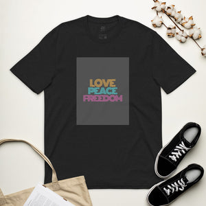 Love Peace Freedom Unisex Recycled T-Shirt