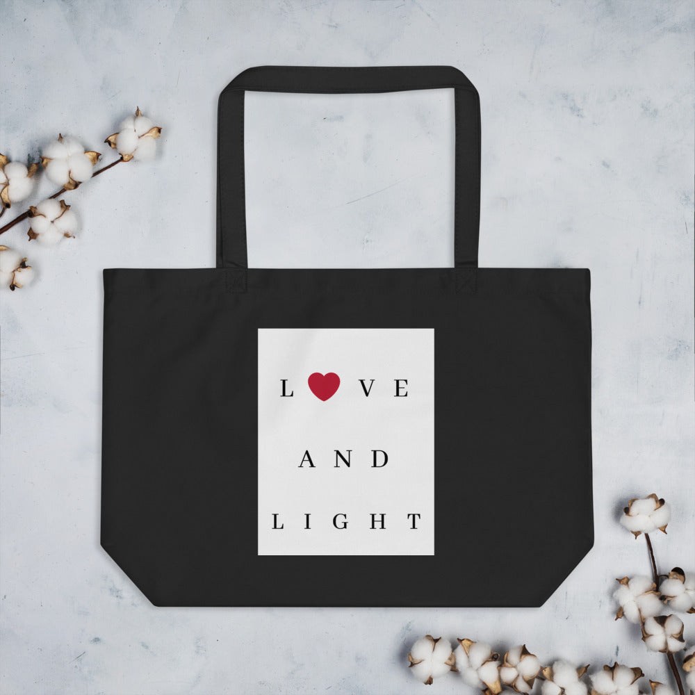 Love and Light Large Organic Tote Bag