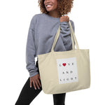 Load image into Gallery viewer, Love and Light Large Organic Tote Bag
