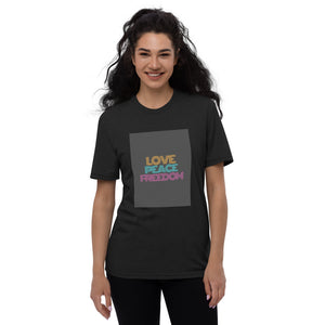 Love Peace Freedom Unisex Recycled T-Shirt