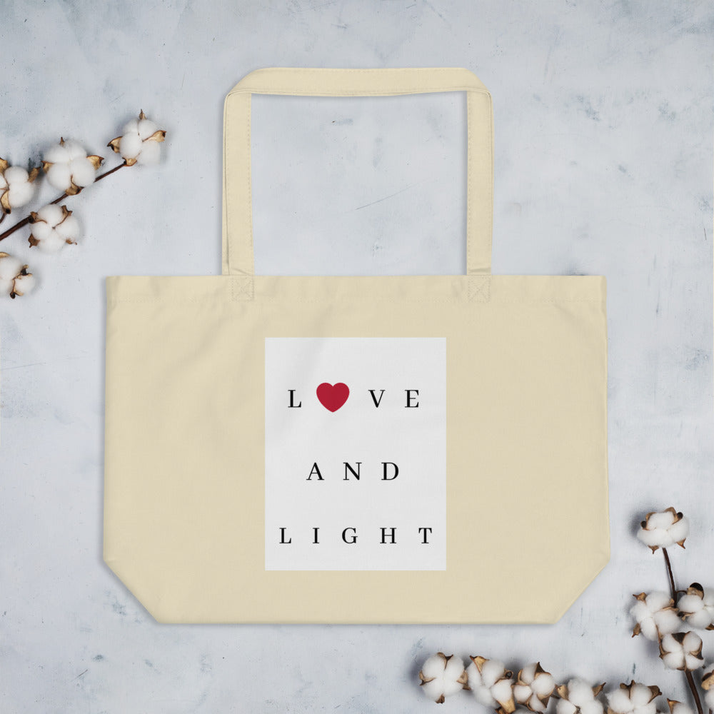 Love and Light Large Organic Tote Bag